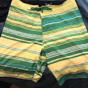 Yellow and green striped Boardshorts UA